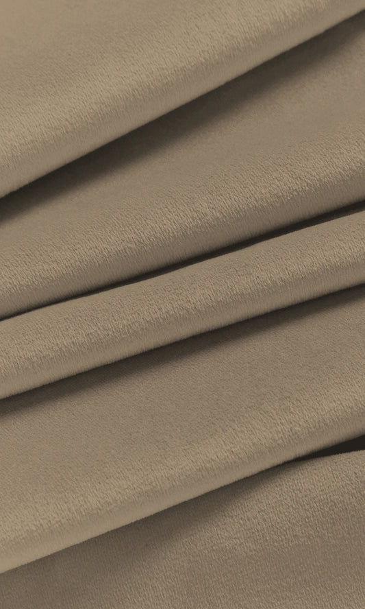 Plain Velvet Home Décor Fabric Sample (Fawn/ Tan Brown)