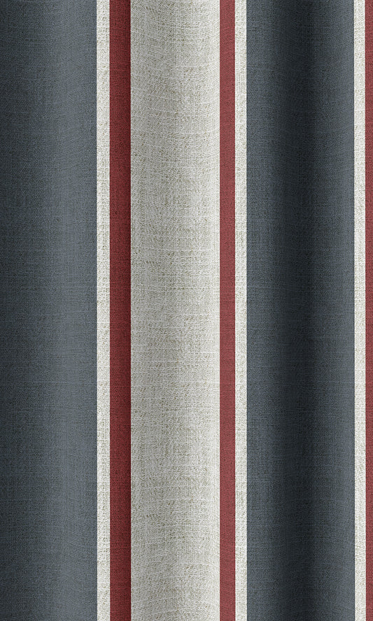 Custom Striped Home Décor Fabric By the Metre (Slate Grey/ Red)