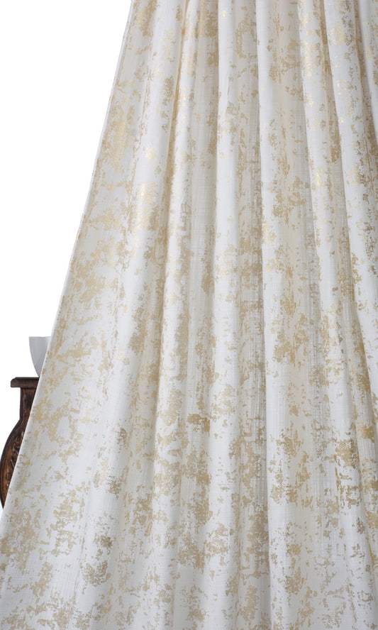 Textured Roman Blinds with Golden Accents (Cream/ Golden)