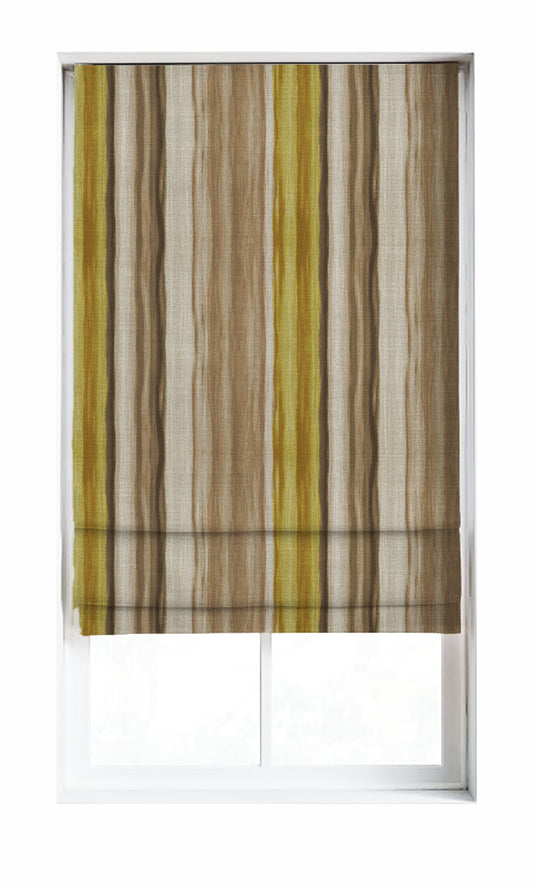 Modern Striped Bespoke Home Décor Fabric By the Metre (Yellow/ Brown)