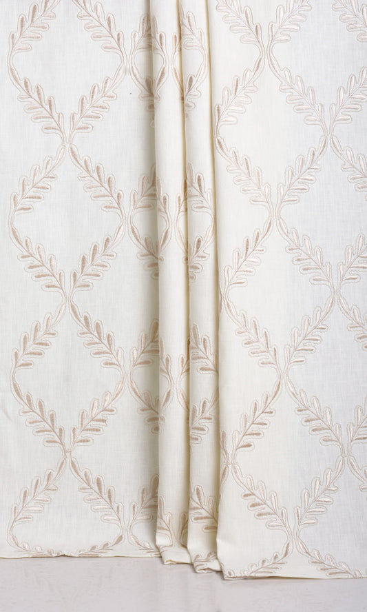 Poly-Linen Embroidered Blinds (White/ Cream)