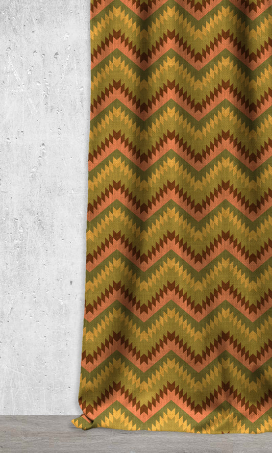 Made-to-Order Home Décor Fabric By the Metre (Green/ Salmon Pink)