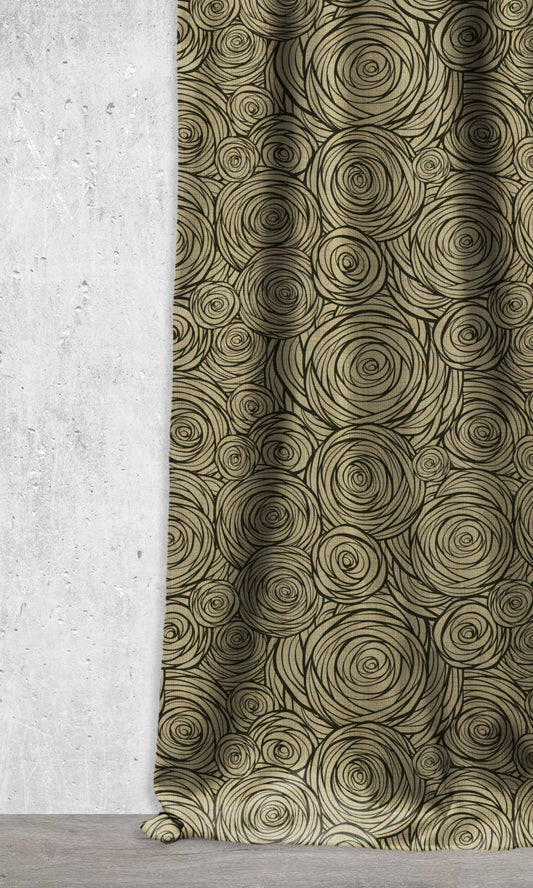 Printed Roman Shades (Black/ Khaki Brown)