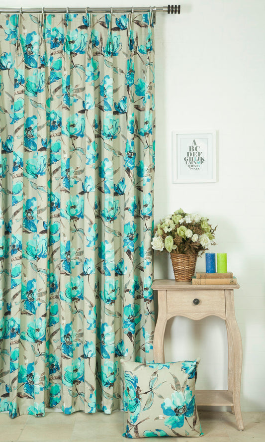 Custom Window Roman Blinds (Blue/ Beige)