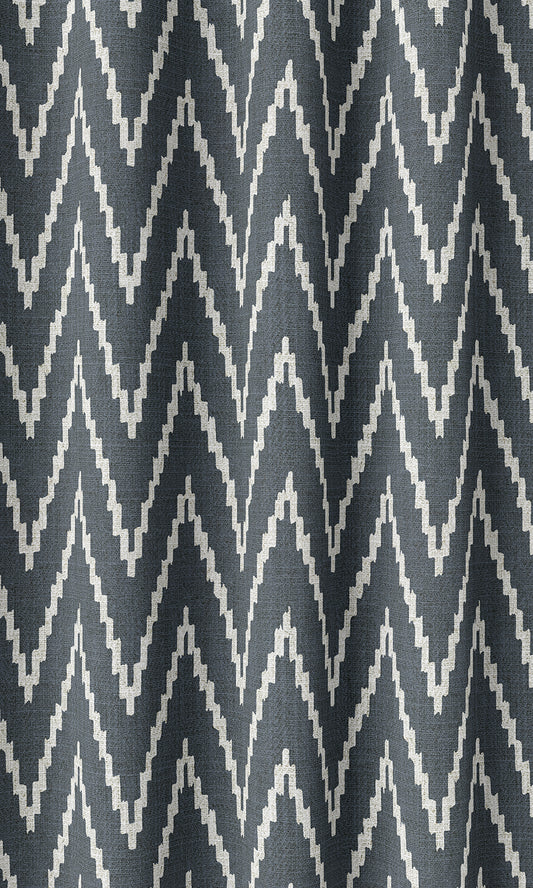 Chevron Print Roman Shades (Petrol Blue/ White)