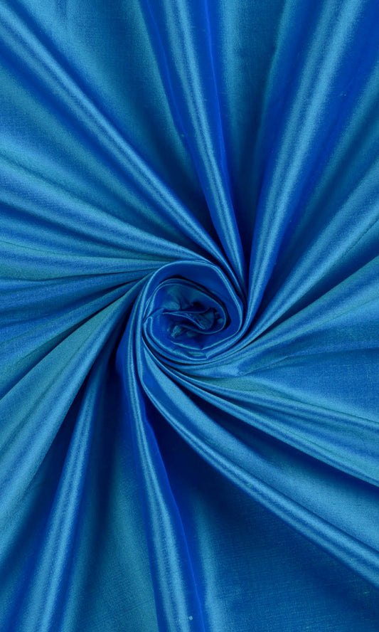 Plain Shantung Silk Custom Roman Blinds (Azure Blue)