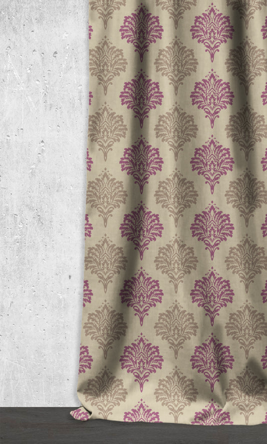 Damask Patterned Home Décor Fabric Sample (Lilac/ Grey)