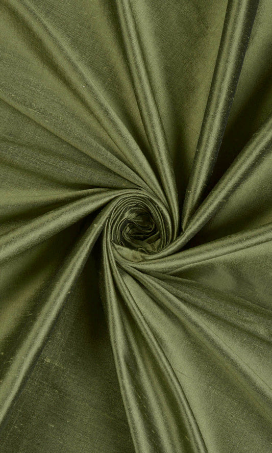 Made to Measure Silk Home Décor Fabric By the Metre (Olive Green)