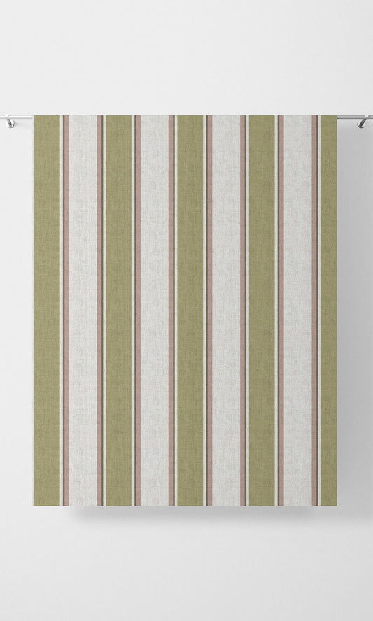 Striped Home Décor Fabric By the Metre (Green/ Pink/ White)