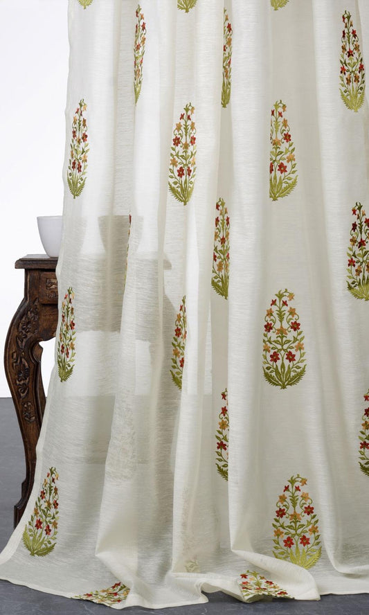 Sheer Floral Paisley Blinds (Cream/ Green/ Red/ Orange)