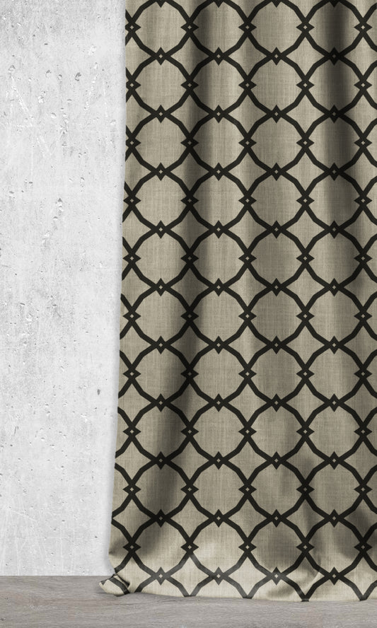 Geometrical Patterned Roman Shades (Black/ Stone Grey)