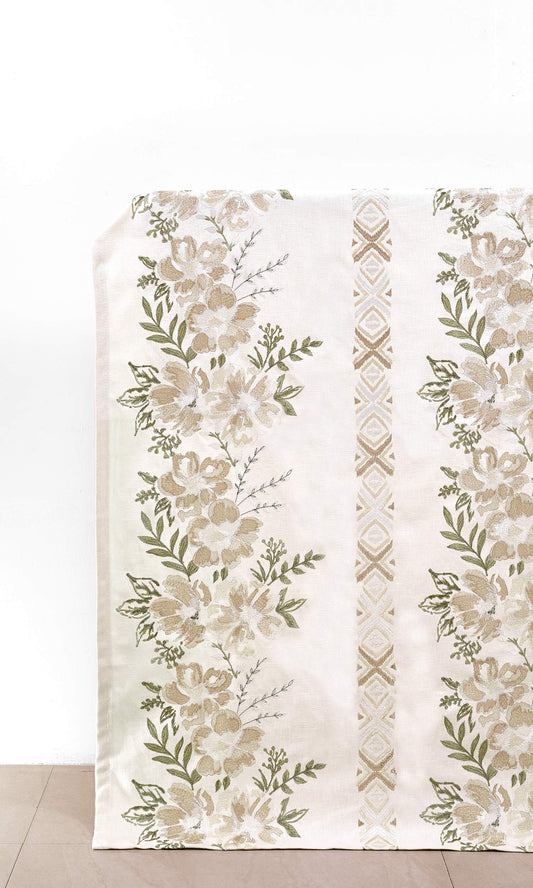 Custom Home Décor Fabric By the Metre (White/ Beige/ Green)