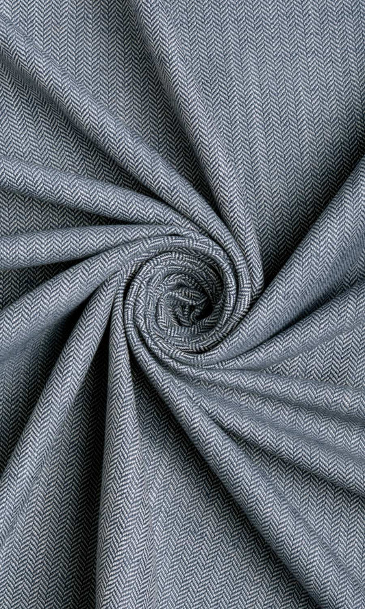 Herringbone Textured Home Décor Fabric By the Metre (Denim/ Navy Blue)