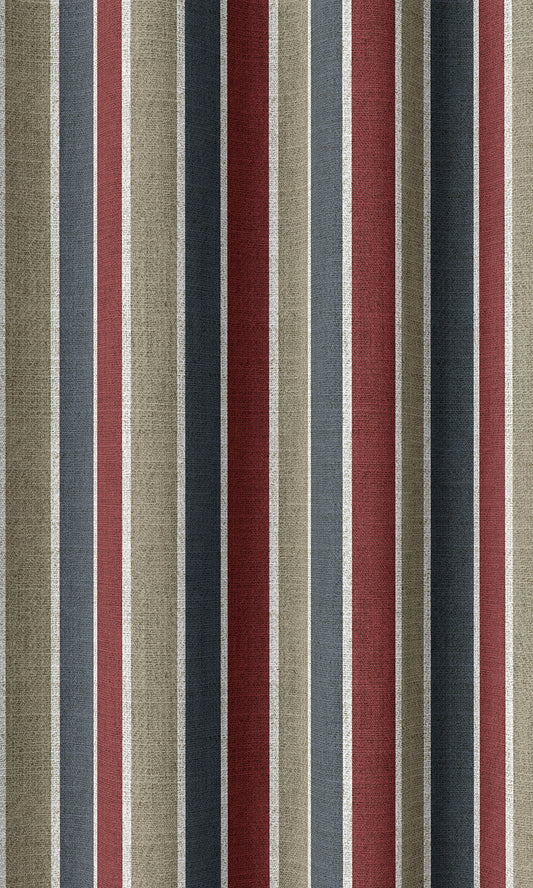Striped Print Blinds (Grey/ Red/ Slate Blue)