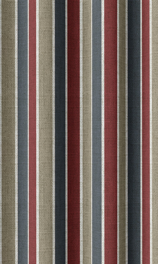 Striped Blinds (Grey/ Red/ Slate Blue)