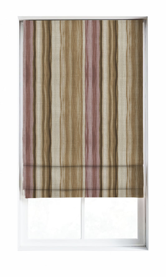 Watercolor Effect Striped Custom Home Décor Fabric By the Metre (Pink/ Brown)