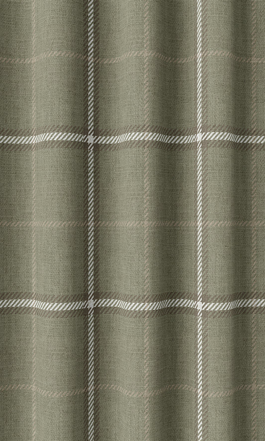 Check Patterned Window Blinds (Olive Green)