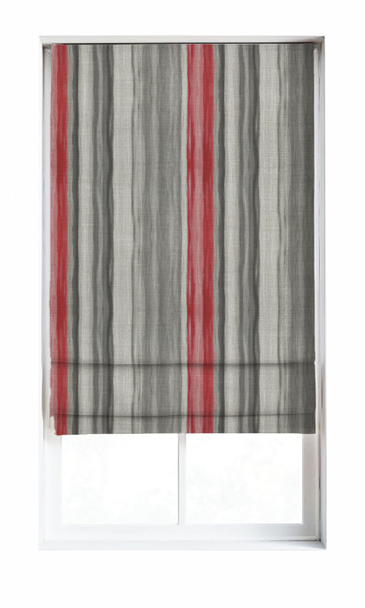 Modern Striped Window Home Décor Fabric By the Metre (Grey/ Red)