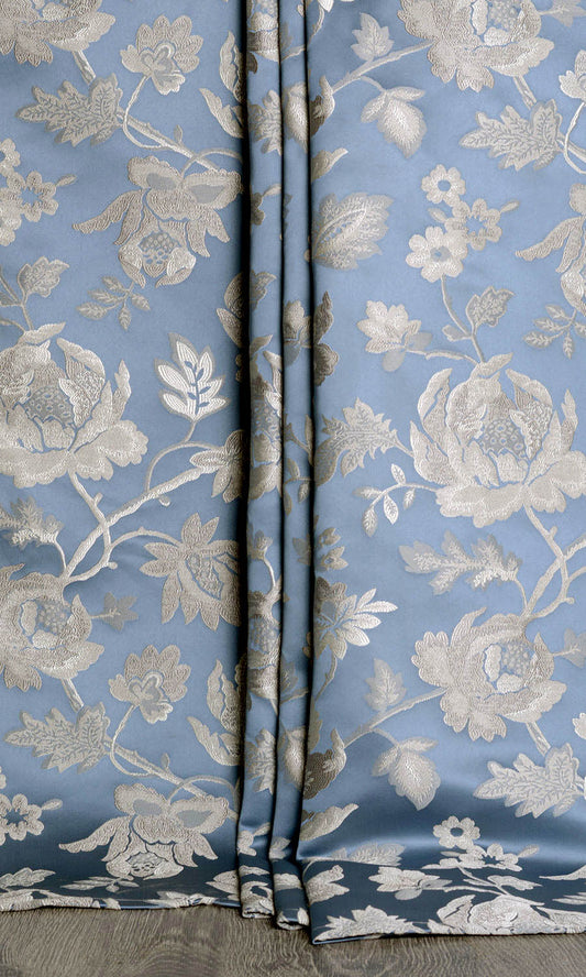 Bespoke Patterned Home Décor Fabric Sample (Indigo Blue/ Gr-eige)