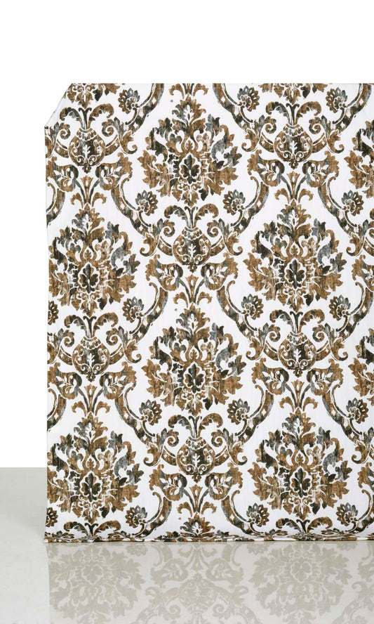 Damask Print Roman Shades (Brown/ Grey)