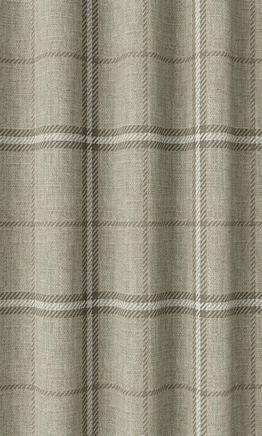 Check Patterned Home Décor Fabric By the Metre (Grey-Beige/ Brown)