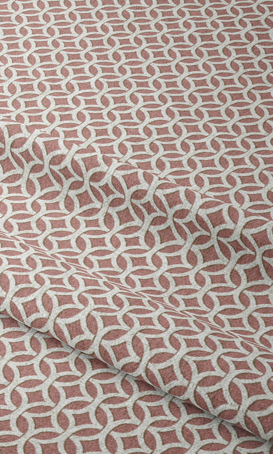 Geometric Print Home Décor Fabric Sample (Pink/ White)