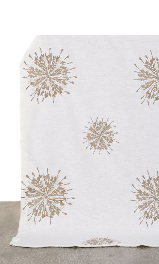 Sunburst Embroidered Blinds (White/ Coffee Brown)