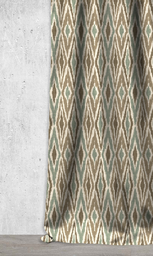 Patterned Ikat Shades (Olive Green/ Pale Turquoise)