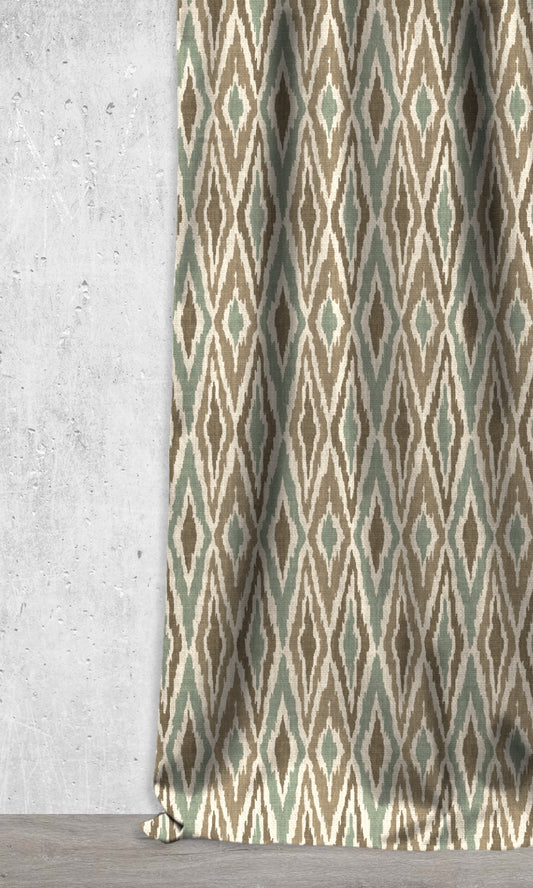 Patterned Ikat Home Décor Fabric Sample (Olive Green/ Pale Turquoise)