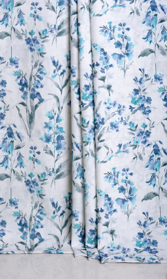 Floral Print Roman Shades (Blue/ Grey)