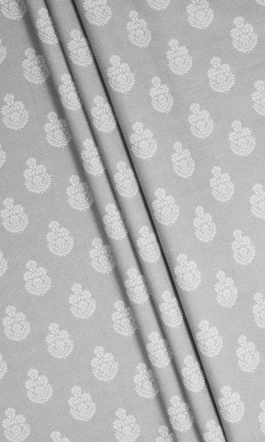 Floral Cotton Home Décor Fabric By the Metre (Silver Grey)
