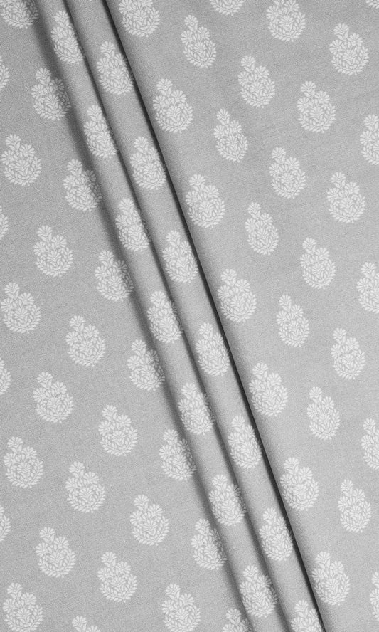 Floral Cotton Home Décor Fabric Sample (Silver Grey)