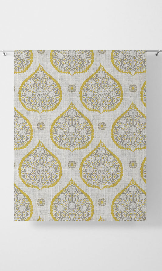 Paisley Home Décor Fabric By the Metre (Yellow/ Gray)