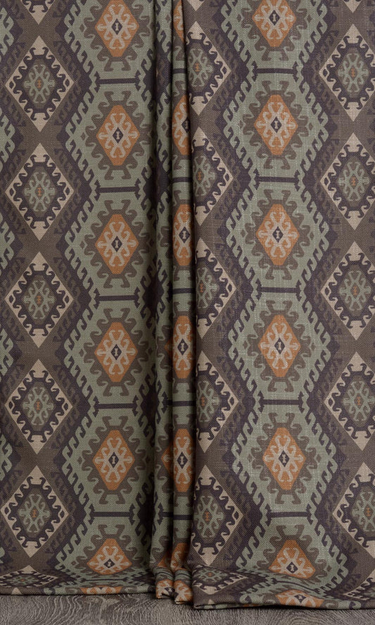 Kilim Print Custom Home Décor Fabric By the Metre (Gray/ Green/ Beige/ Brown)