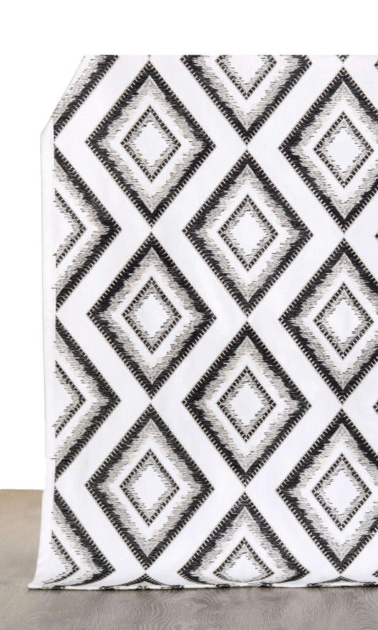 Geometric Patterned Home Décor Fabric Sample (White/ Black)