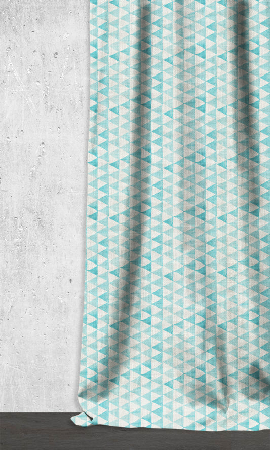 Custom Triagonal Home Décor Fabric Sample (Eggshell White/ Blue)