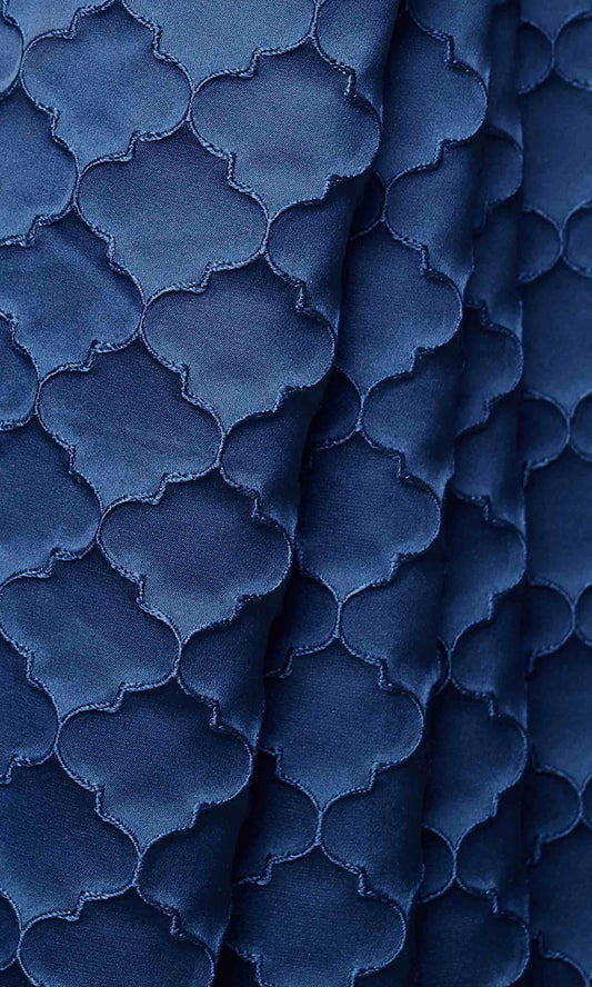 Silk Blend Custom Size Window Home Décor Fabric By the Metre (Dark Blue)
