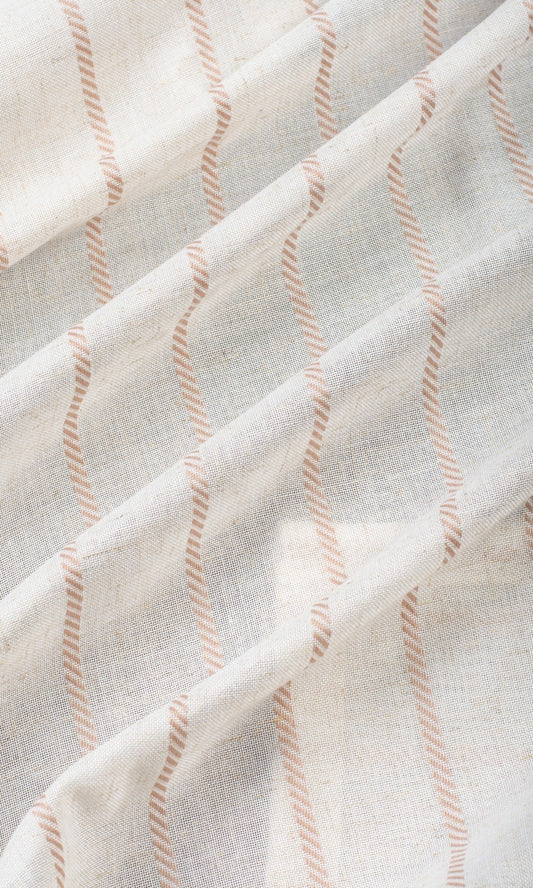 Striped Sheer Linen Blend Roman Blinds (Milky White/ Salmon Red)