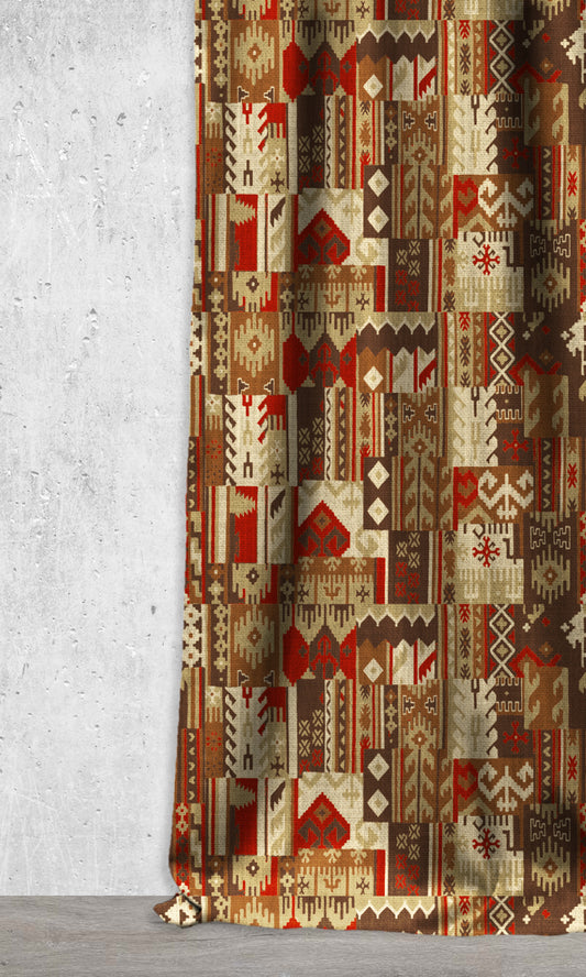 Custom Kilim Home Décor Fabric By the Metre (Red/ Brown)