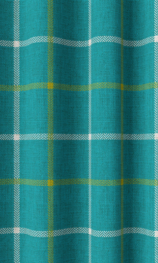 Modern Check Print Home Décor Fabric By the Metre (Tiffany Blue)