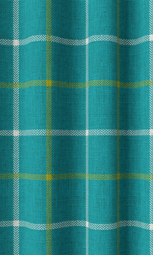 Modern Check Print Home Décor Fabric Sample (Tiffany Blue)