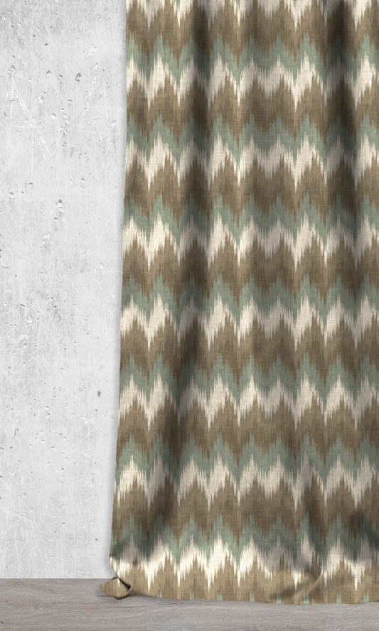 Chevron Patterned Ikat Shades (Green/ Turquoise)
