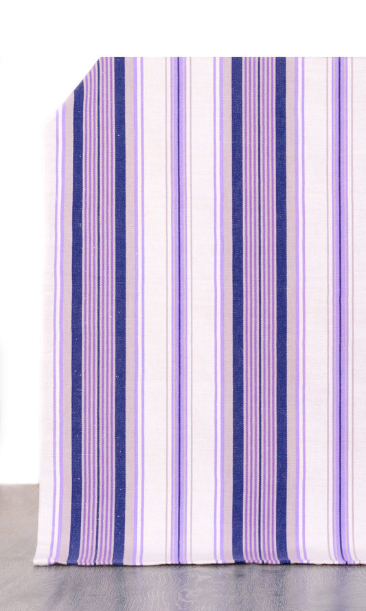 Striped Cotton Roman Shades (Violet/ Purple/ White)