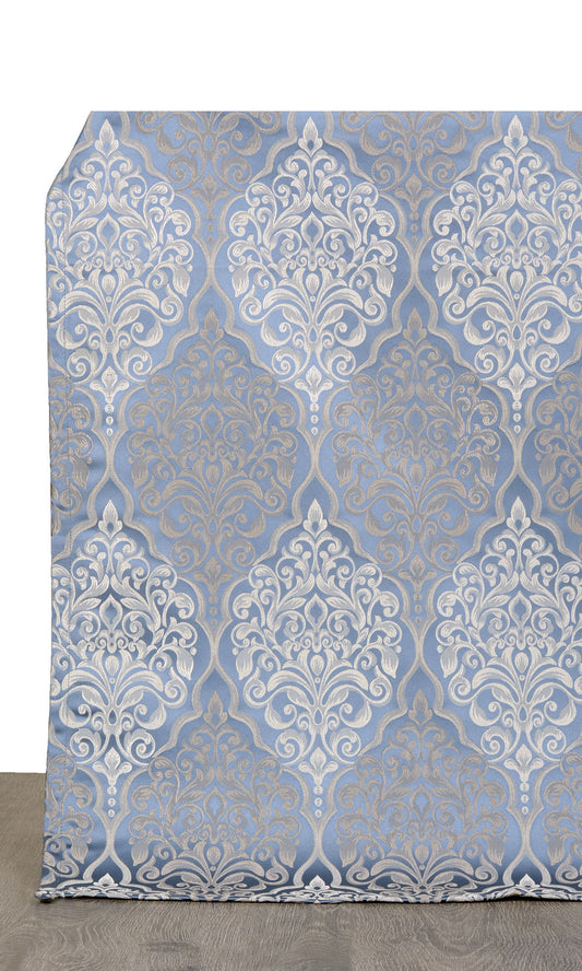 Damask Roman Shades (Navy Blue/ White)