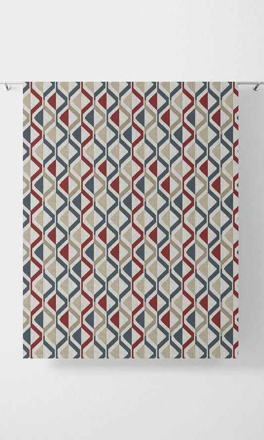 Zig-Zag Striped Blinds (Red/ Blue/ Beige)