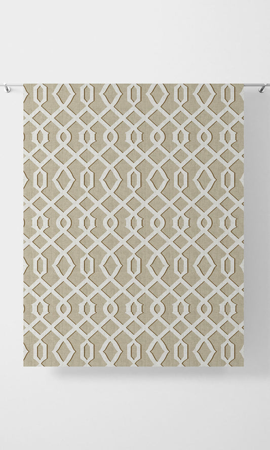 Trellis Patterned Home Décor Fabric By the Metre (Beige & White)