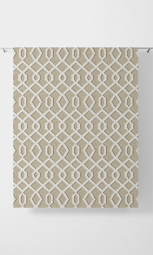 Trellis Patterned  Home Décor Fabric Sample (Beige & White)