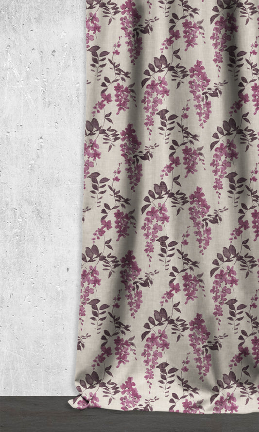 Dimout Floral Home Décor Fabric Sample (Purple/ Grey)