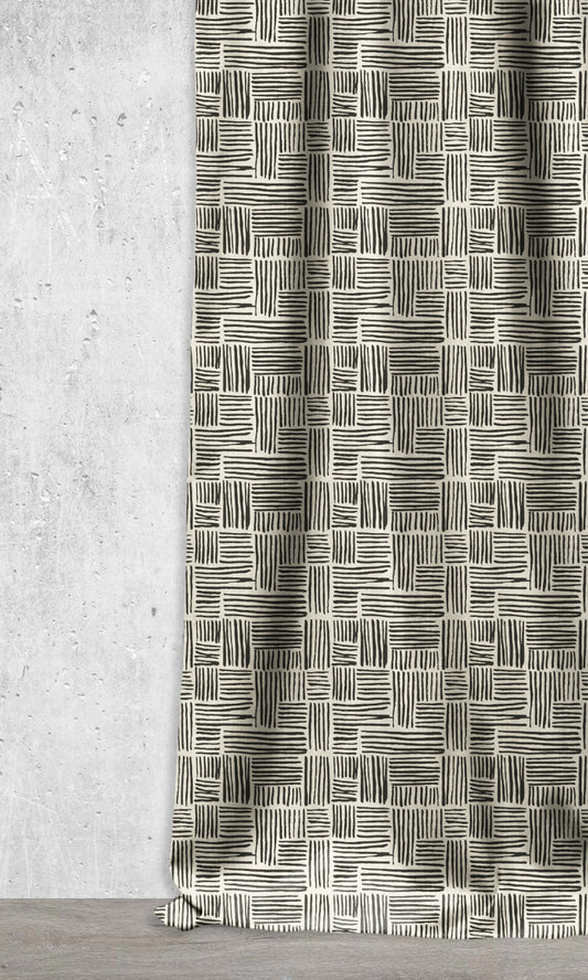 Modern Print Custom Home Décor Fabric By the Metre (Black/ Ivory)