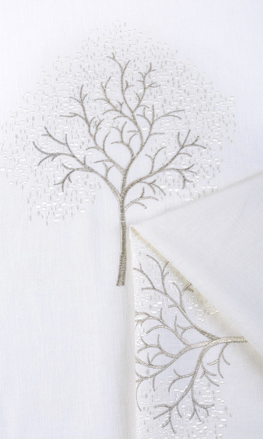 White Embroidery Patterned Shades (Pure White/ Gray)